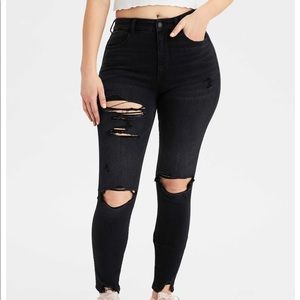 American eagle high waisted ripped black jeggings